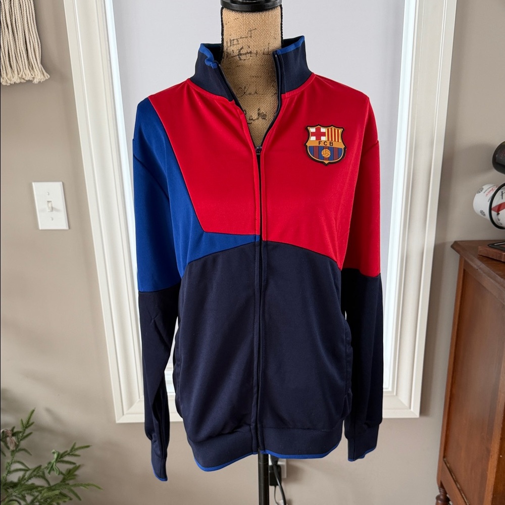 Barcelona Soccer Football Club Red and Blue Track Jacket Unisex Size Small NWOT